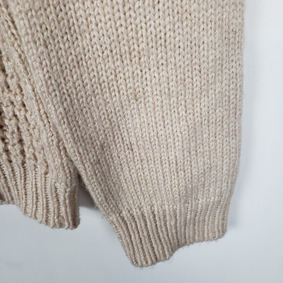 Anthro Angel of the North Cowl Sweater Chunky Waffle Knit Tan Cream Size Medium - Picture 6 of 7